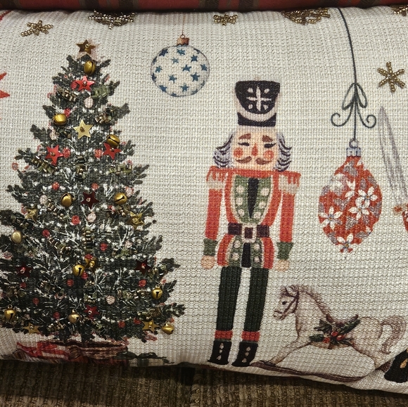 MIREILLE DESIGNS Bead/Bell Embellished Decorative Christmas Nutcracker Pillows - Picture 9 of 14